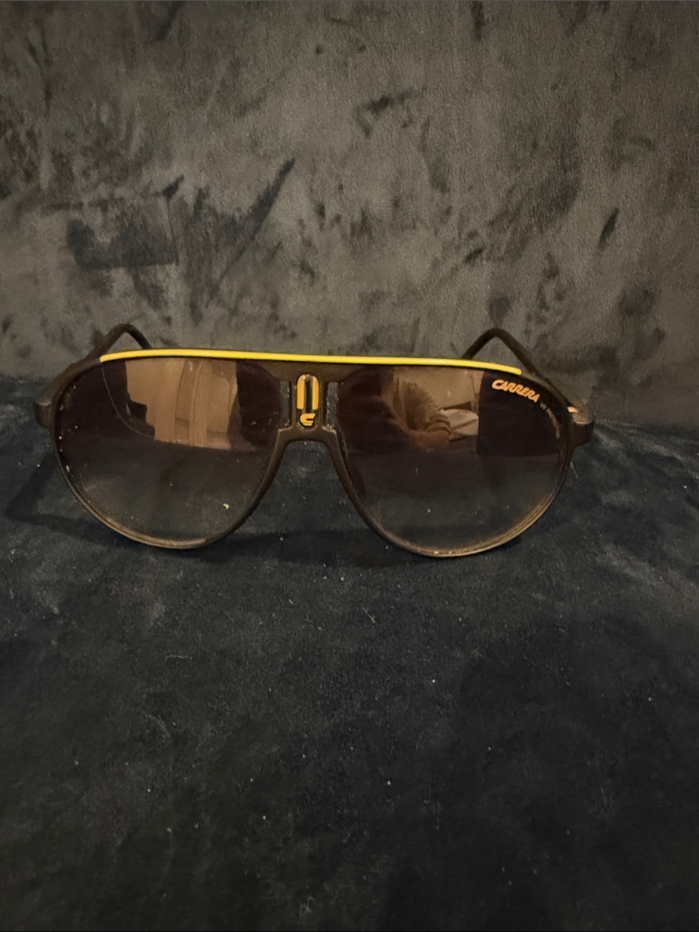 Carrera Brown Aviator Sunglasses with Yellow Top Bar